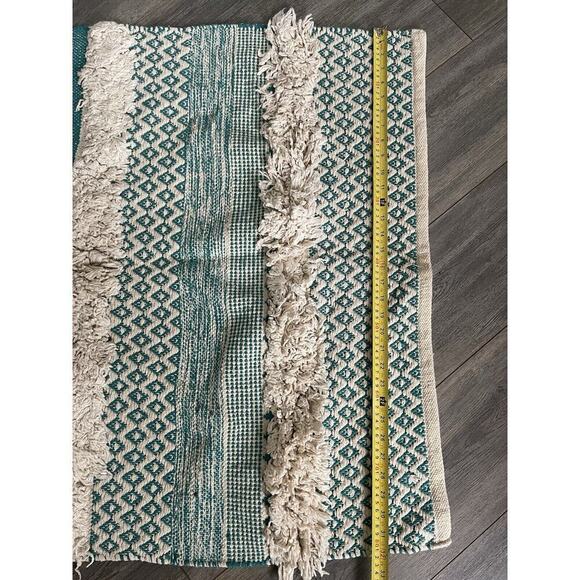 Patina Vie Sojourn Collection Rug 100% Cotton Green Beige Textured Vtg. Inspired - Picture 3 of 7